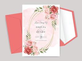 beautiful floral wedding invitation card template vector