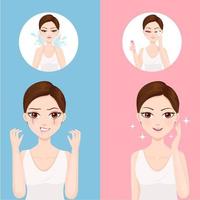 Facial cleansing with water and cleansing water vector