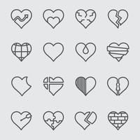 Heart line icon set vector