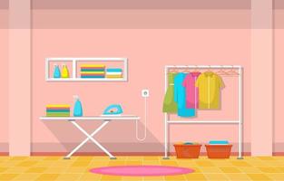 Laundromat with Clothing Rack and Ironing Board vector