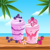 Delicious fruit juice in the summer vector