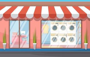 Laundromat Exterior with Washing Machines and Canopy vector