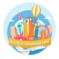 United States Skyline on Globe, World Tourism Day vector