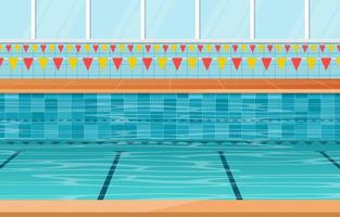 piscina con carriles y pancartas vector