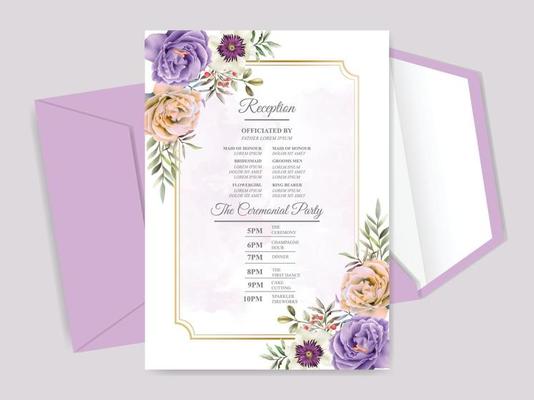 beautiful floral hand drawn wedding invitation card