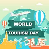 Amsterdam Netherlands Skyline on Globe, World Tourism Day vector