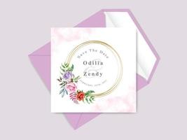 hermosa tarjeta de invitación de boda floral dibujada a mano vector