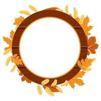 Autumn Season Decorative Frame in Circular Shape with Red and Yellow Leaves vector