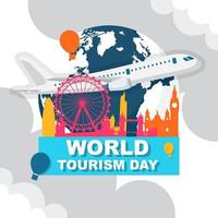 London England Skyline on Globe, World Tourism Day vector