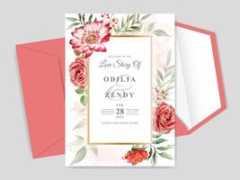 beautiful floral hand drawn wedding invitation card vector