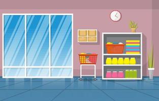 Laundromat with Shelves and Baskets vector
