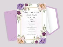 beautiful floral hand drawn wedding invitation card vector