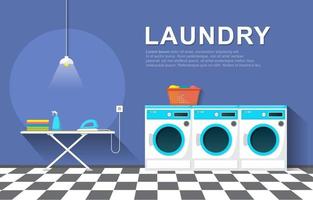 Laundromat with Washing Machines and Ironing Board vector