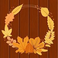 Autumn Season Decorative Frame in Circular Shape with Red and Yellow Leaves vector