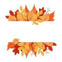 Autumn Season Greeting Card Border with Red and Yellow Leaves vector