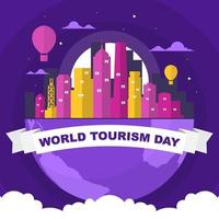 Hong Kong Skyline on Globe, World Tourism Day vector