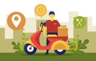 Man with Scooter for Express Delivery Service Illustration vector