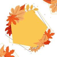 Marco gráfico decorativo de temporada de otoño con hojas rojas y amarillas. vector
