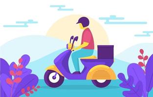 Man Riding Scooter for Express Delivery Service vector