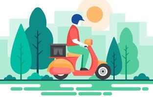 Man Riding Scooter for Express Delivery Service vector