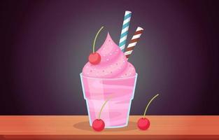 Delicious Ice Cream Cup on Table Illustration vector