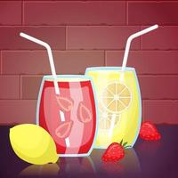 Strawberry and Lemon Juice Drinks vector