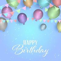 Decorative birthday background with balloons and banners vector