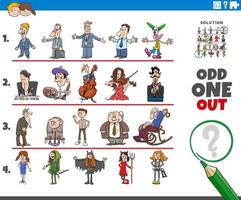 odd one out picture game with cartoon people characters vector