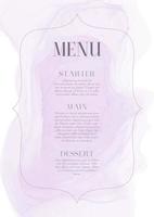 Elegant menu design with hand painted watercolor design vector