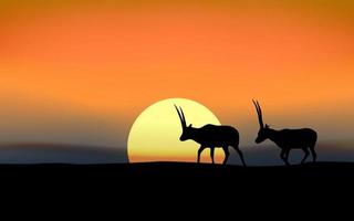 Animal Silhouette on Sunset vector