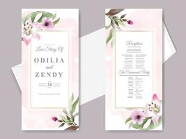 hermosas tarjetas de invitación de boda florales dibujadas a mano vector