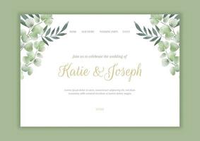 Wedding landing page with a hand painted floral design vector