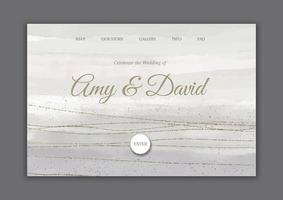 Decorative hand painted wedding landing page with glitter elements vector