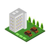 Isometric Building On White Background vector