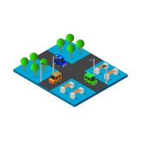 Isometric Road Junction On White Background vector