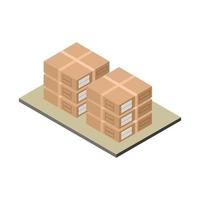 Cajas isométricas en la mesa sobre fondo blanco. vector