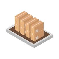 Isometric Boxes On Table On White Background vector