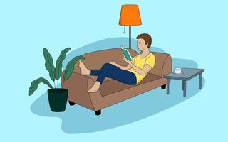 Man Relaxing on Sofa vector