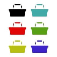 Shopping Basket Set On White Background vector