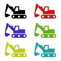 Set Of Excavator On White Background vector