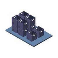 Isometric Boxes On Table On White Background vector