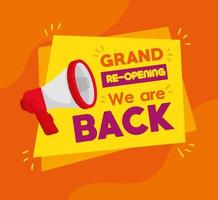 Banner of reopen business with megaphone vector