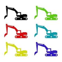 Set Of Excavator On White Background vector