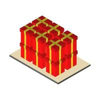 Isometric Gifts On Table On White Background vector