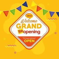 Banner of reopen business with garlands decoration vector