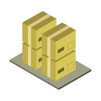 Cajas isométricas en la mesa sobre fondo blanco. vector