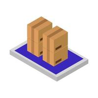 Isometric Boxes On Table On White Background vector