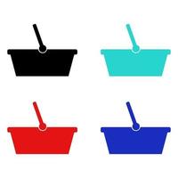 Shopping Basket Set On White Background vector