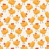 Bird, chicken, chick. Easter domestic animals, pets. Seamless pattern, texture, background. vector
