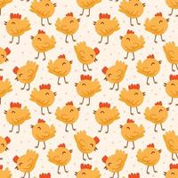 Bird, chicken, chick. Easter domestic animals, pets. Seamless pattern, texture, background. vector